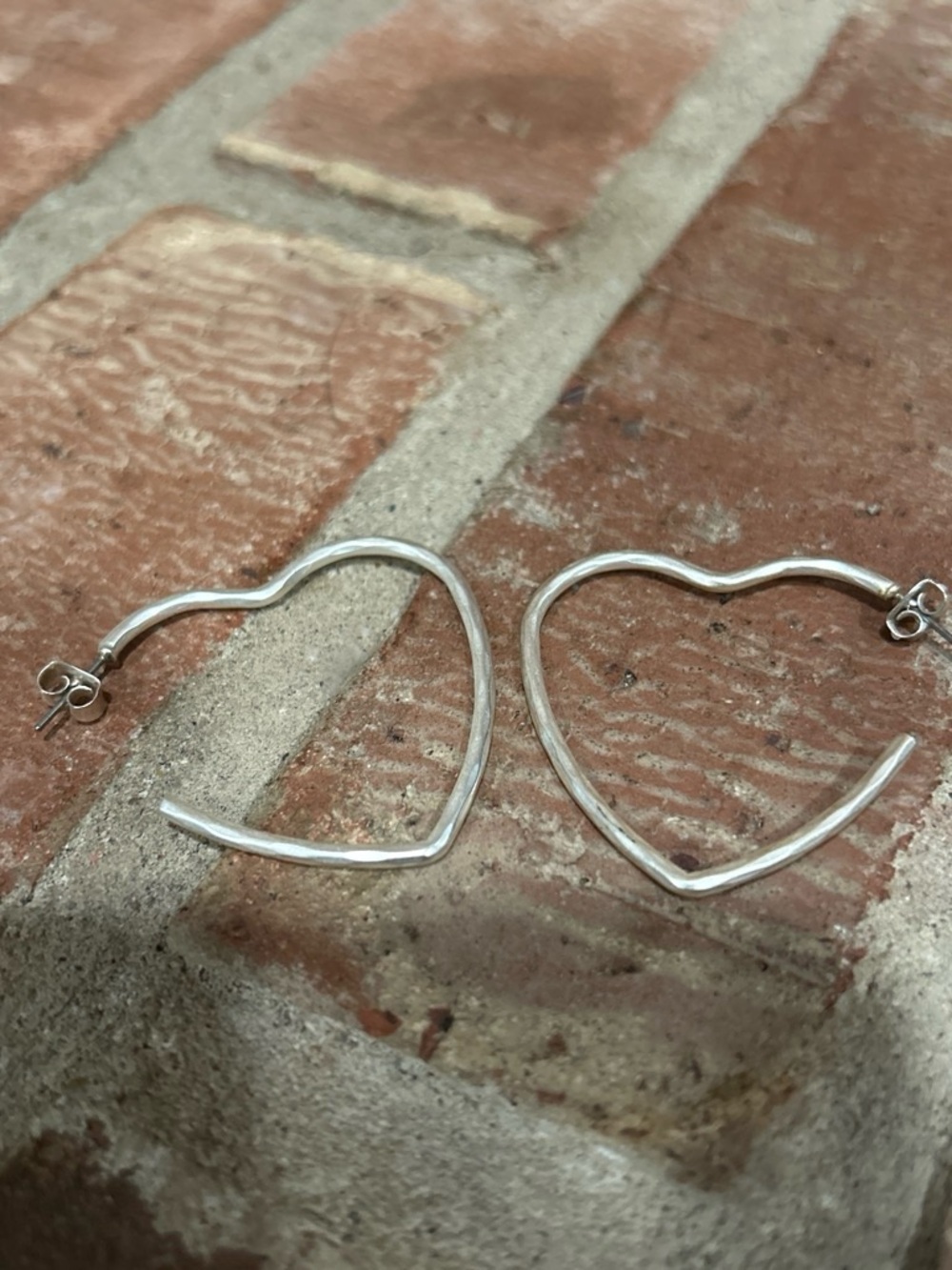 Silver Heart Outline Hoop Earrings - Sterling Look